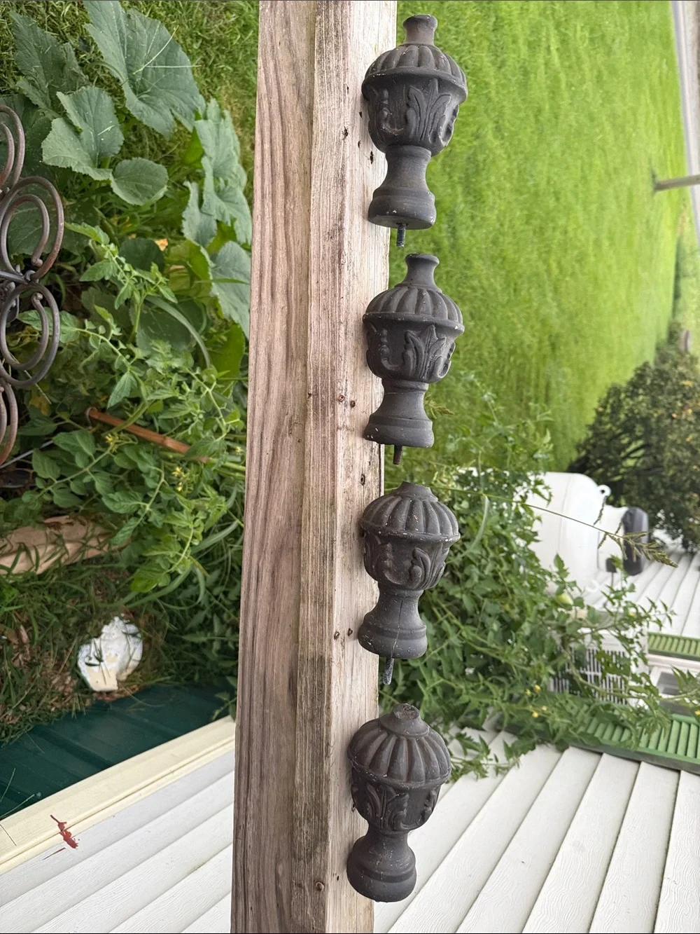 Decorative Black bed post caps vintage iron
